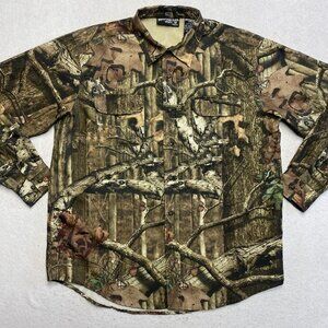 Break Up Infinity Shirt Mens L Brown Long Sleeve Camo Button Up Hunting